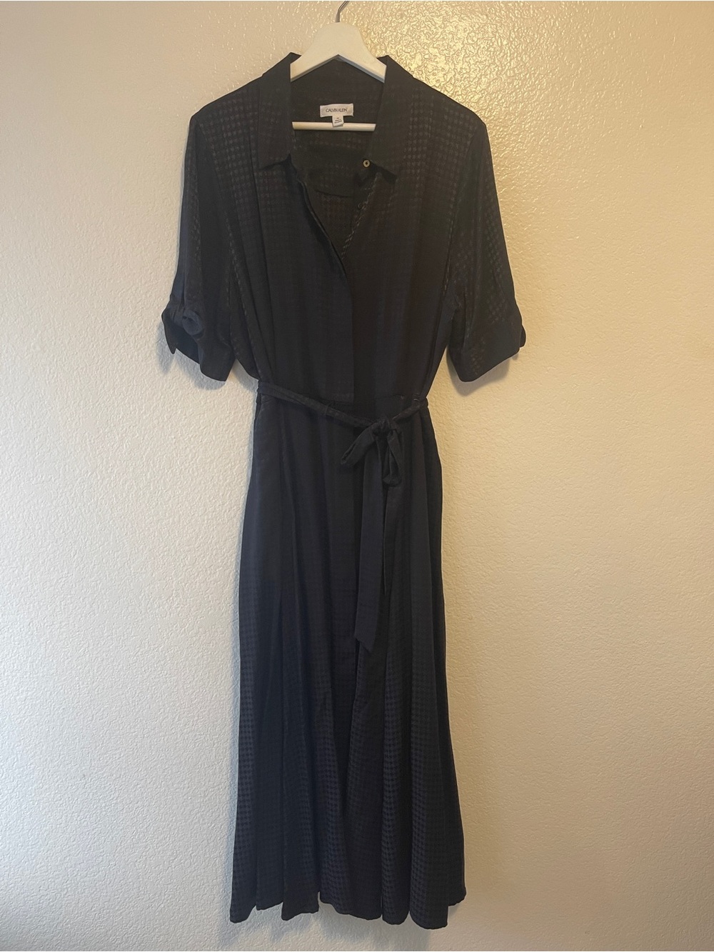 Calvin Klein Black Dress with Waist Tie